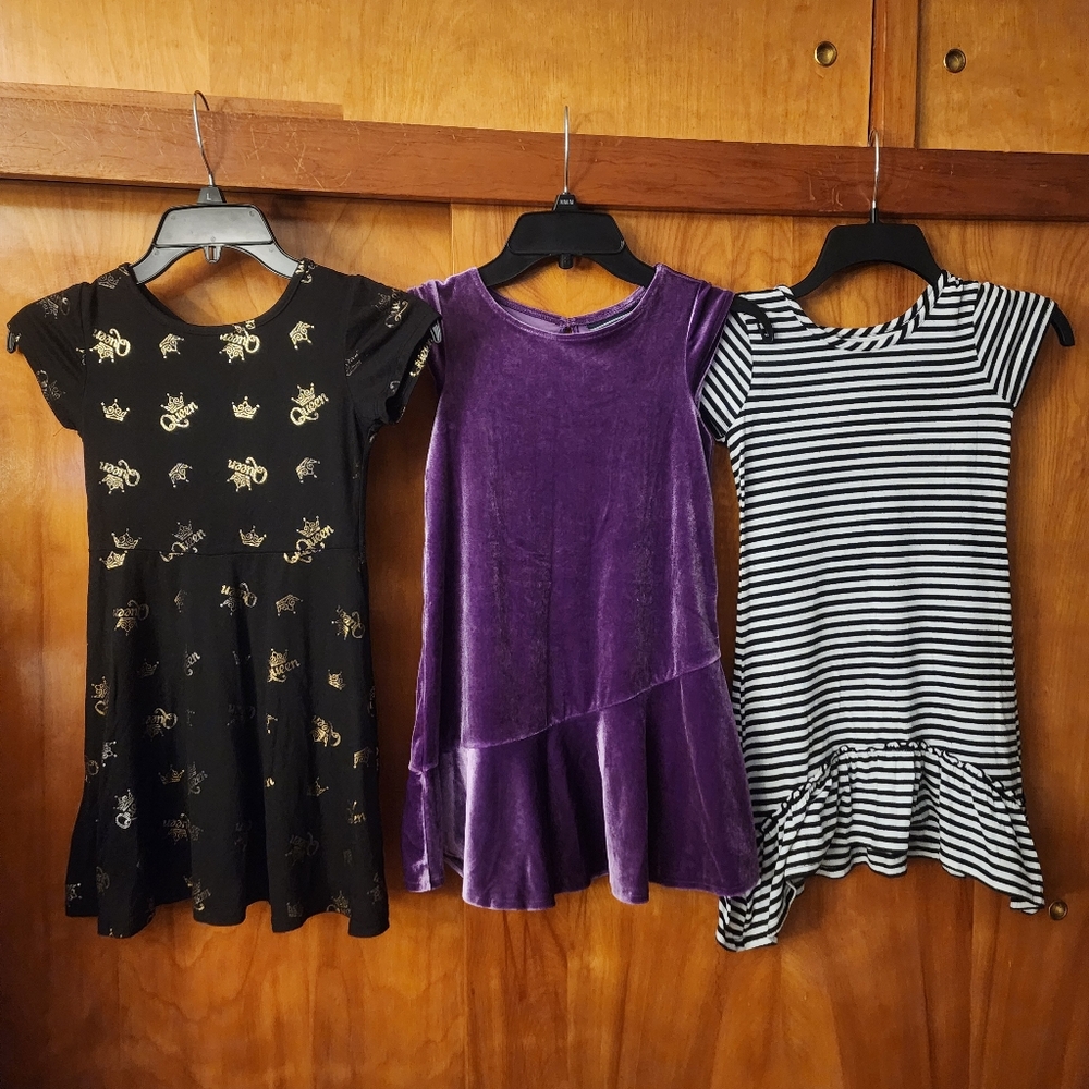 Striped, Purple, and Black Dresses Set
